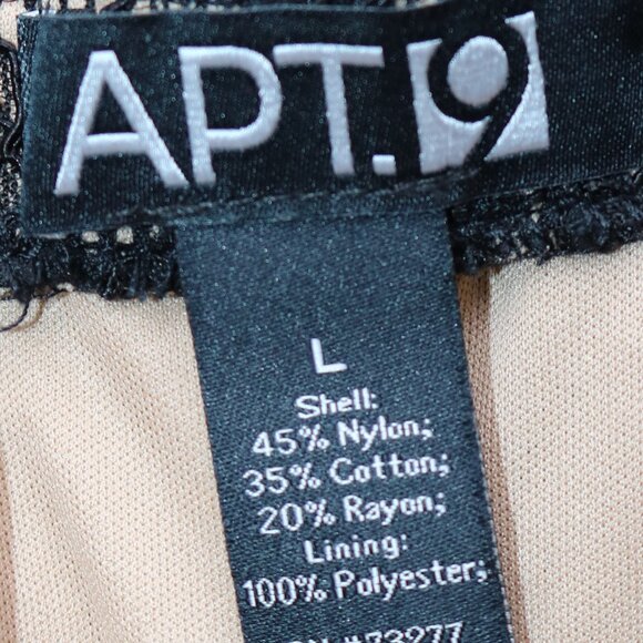 NEW APT 9 Black Lace Over Tan Stretch Lining Elastic Waist Pull On Pencil Skirt - Picture 5 of 5